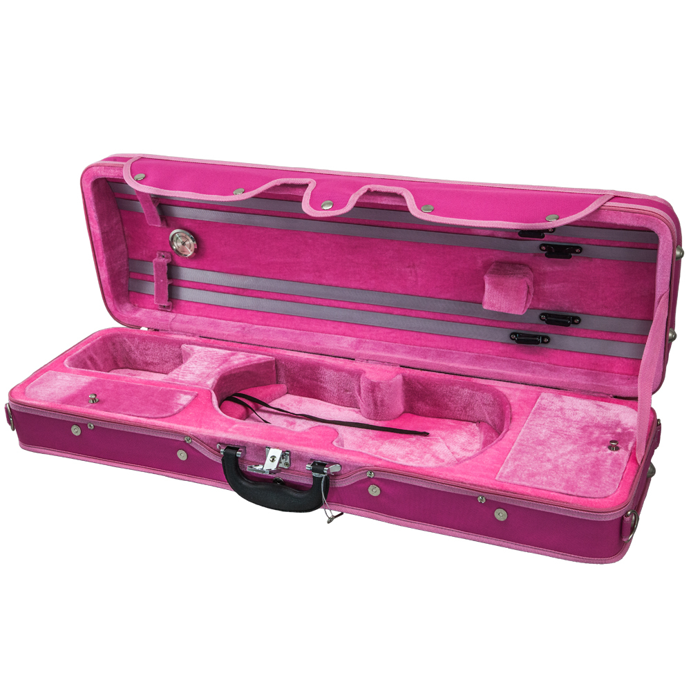 Beautiful Pink Violin Oblong Ractangular Case 4/4 Size