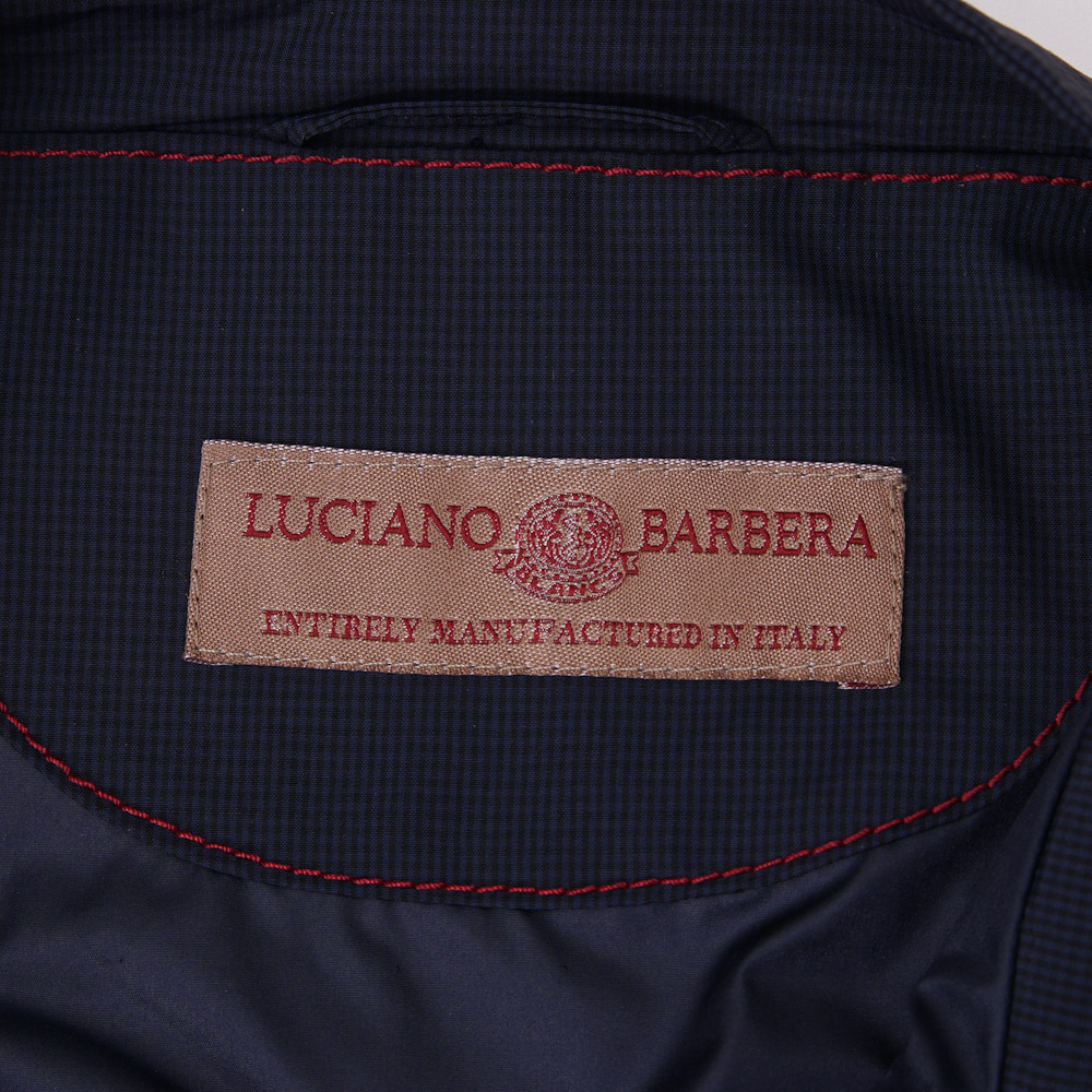 Pre-owned Luciano Barbera $1195  Lightweight Tech Wool Jacket M (eu 50) Navy Check In Blue