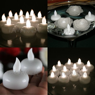 12 White Amber LED Waterproof Floating Tea ...