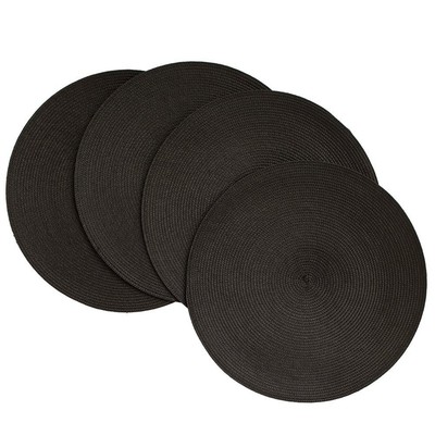 Benson Mills Victorian Round Placemats, Black, Set ...