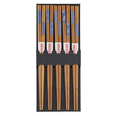 5 Pairs Japanese Natural Bamboo Wood Chopsticks ...