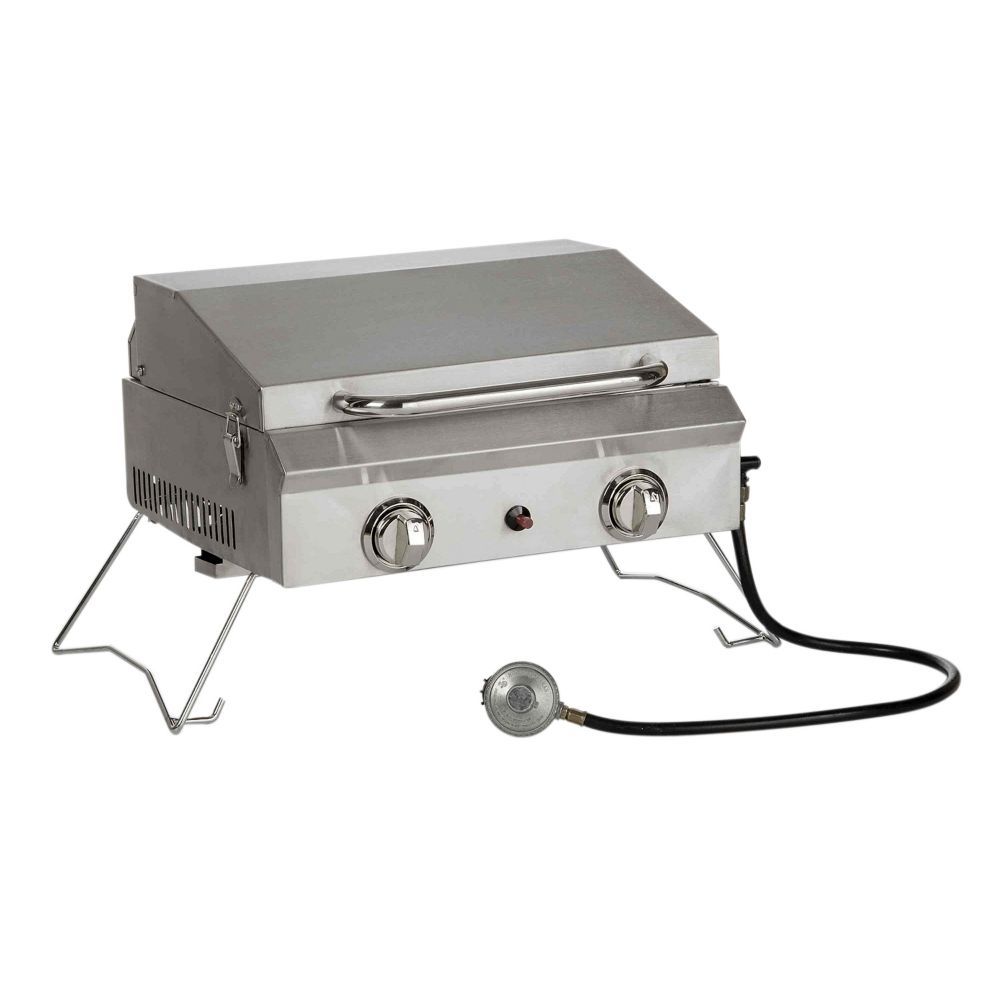 Outdoor Portable Stainless Steel Gas BBQ Grill with Lid 20,000 BTU 2