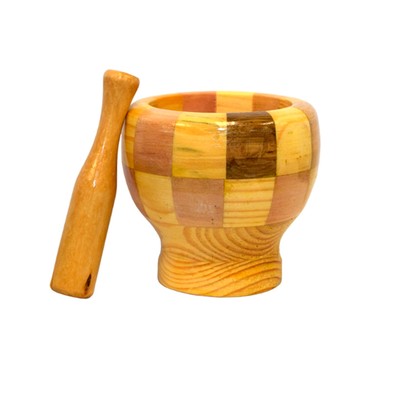 Wooden Mortar and Pestle Mixing Bowl Set ...