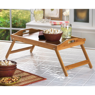 BAMBOO FOLDING WOOD SERVING TV TRAY BREAKFAST ...