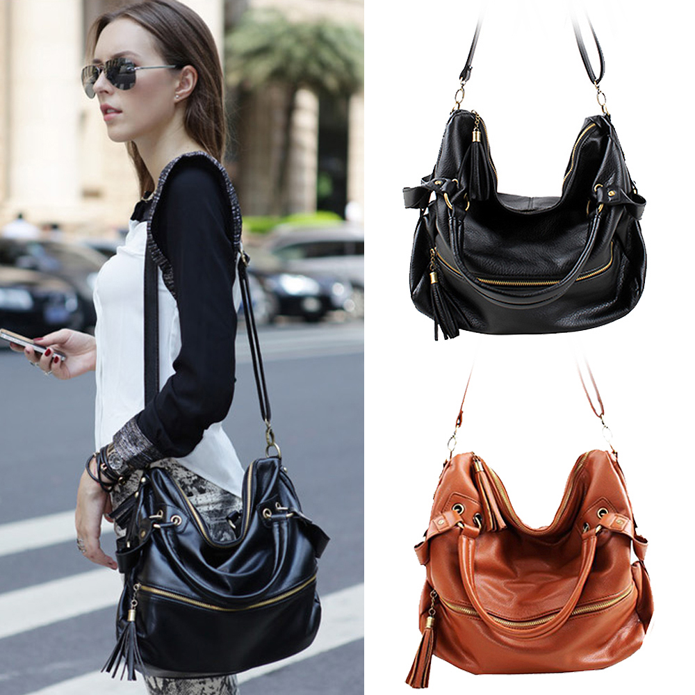 Large Leather Crossbody Hobo Bag