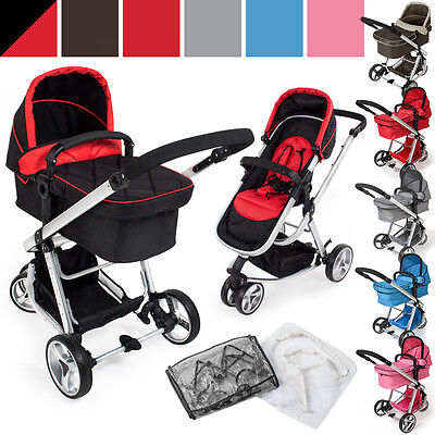 Pram travel system 3 in 1 combi stroller buggy baby child jogger push chair
