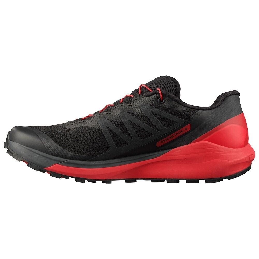 New Salomon Sense Ride 4 Black Red 413781 Outdoor Hiking Trail Run Shoes Mens 14