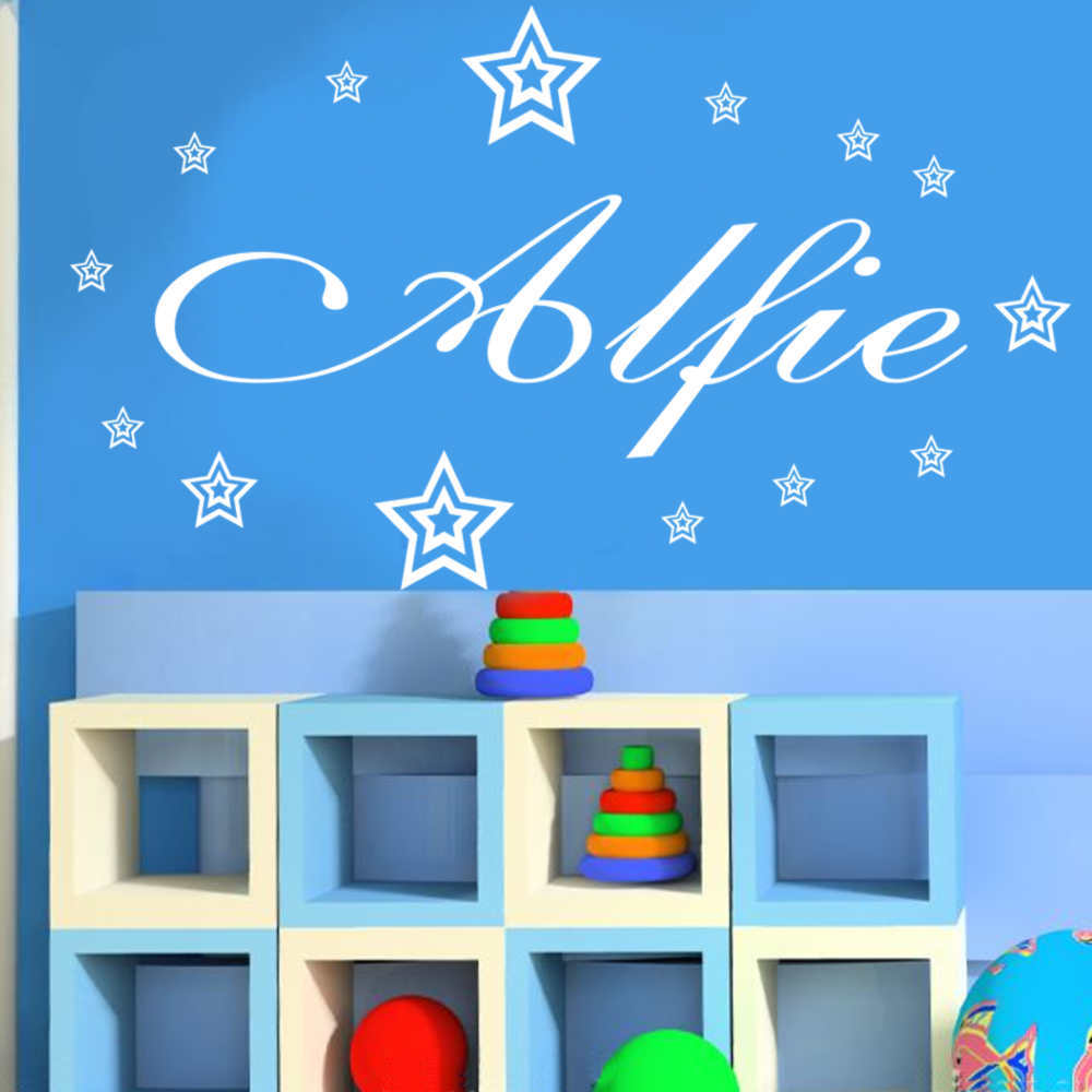 PERSONALISED NAME WALL ART STICKERS GIRL BOY 3 sizes stars zz eBay