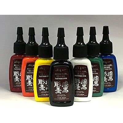Colors Tattoo Ink Kuro Sumi Master Set Of 7 Best Sellers All Natural 1/2