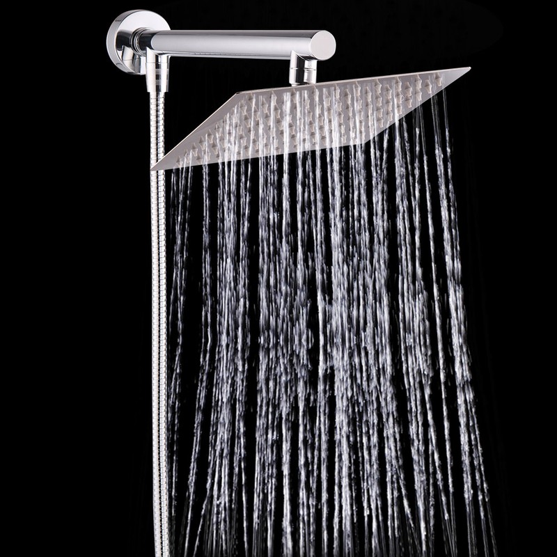 8 inch Ultra Stainless Steel Square Rainfall Shower Head Extension With Arm Hose 8 inch Ultra Stainless Steel Square Rainfall Shower Head Extension With Arm Hose