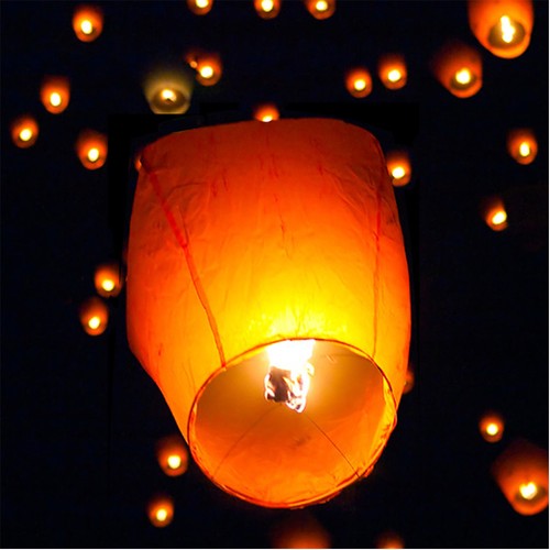 (50) White Paper Chinese Lanterns Sky Fly Candle Lamp For Wish Party Wedding