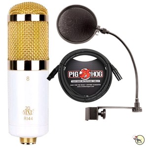 ... SE-White-Gold-Ribbon-Recording-Studio-Microphone-Pop-Filter-XLR-Cable