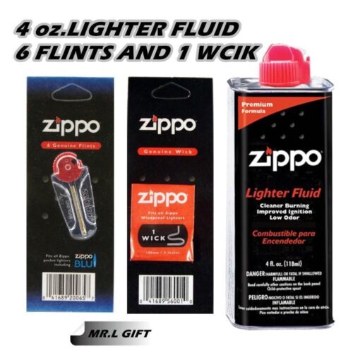 Zippo 4oz Fuel Fluid 1 Flint & 1 Wick Value pack Combo