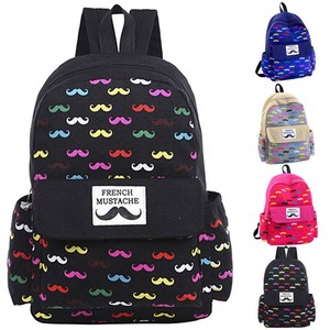 ... -Canvas-Travel-Mustache-Backpack-Rucksack-School-Bags-Satchel-Bookbag