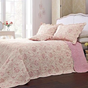 Super King Size Riva Etoille Pink Quilted Cotton Bedspread