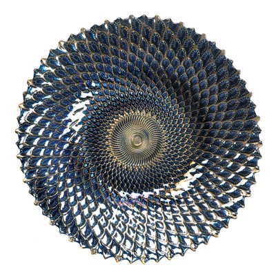 Iridescent Blue Decorative Glass Bowl Plate Dish ...