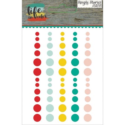 UPC 812247027425 product image for Simple Stories Life In Color Enamel Dots - Aqua, Yellow, Peach, Green, Red 5031 | upcitemdb.com