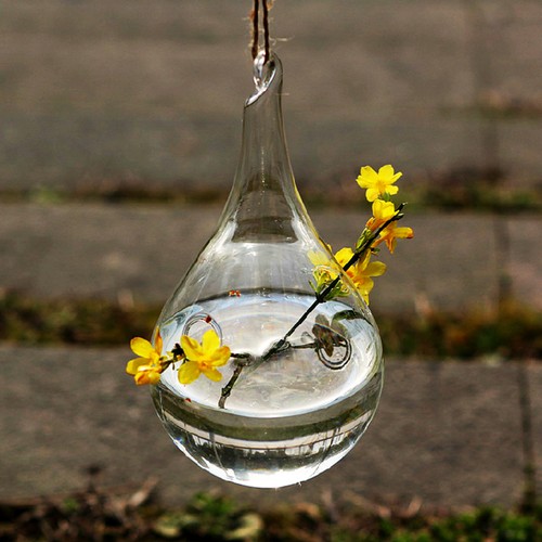 Hanging Glass Crystal Flower Vase Planter Terrarium ...