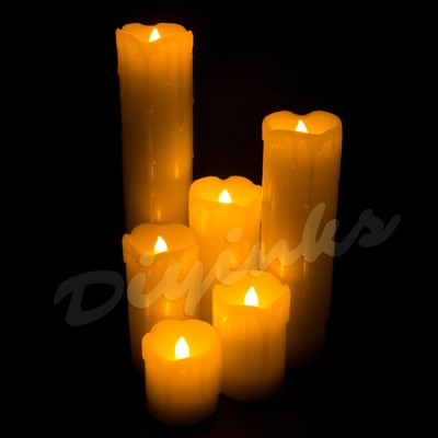 6 FLICKERING FLAMELESS LED PILLAR CANDLES Realistic ...