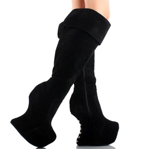 ... Suede-Heel-Less-Studded-Women-Hidden-Platform-Wedge-Knee-High-Boots-10