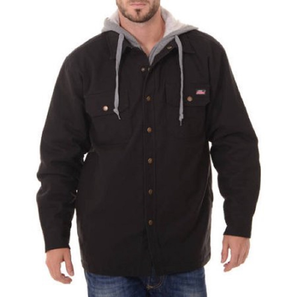 dickies hooded canvas shirt jacket