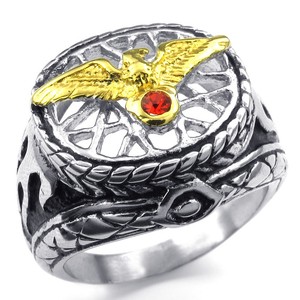 Gold-Eagle-Red-Zircon-Stainless-Steel-Wedding-Band-Mens-Ring-Jewelry ...