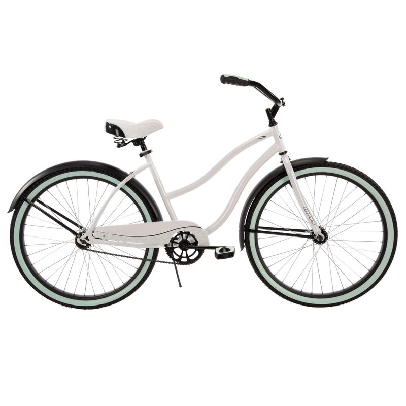 New Huffy 26" Cranbrook Womens Comfortable Beach Cruiser Bike 1-Speed White/Blue