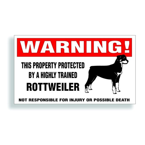 Warning DECAL trained ROTTWEILER guard dog  ...