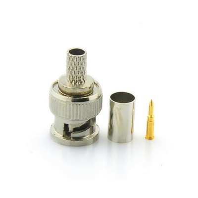 BNC Male 3 in 1 Crimp Connector for RG59 Coaxial Cable Coupler Adaptor
