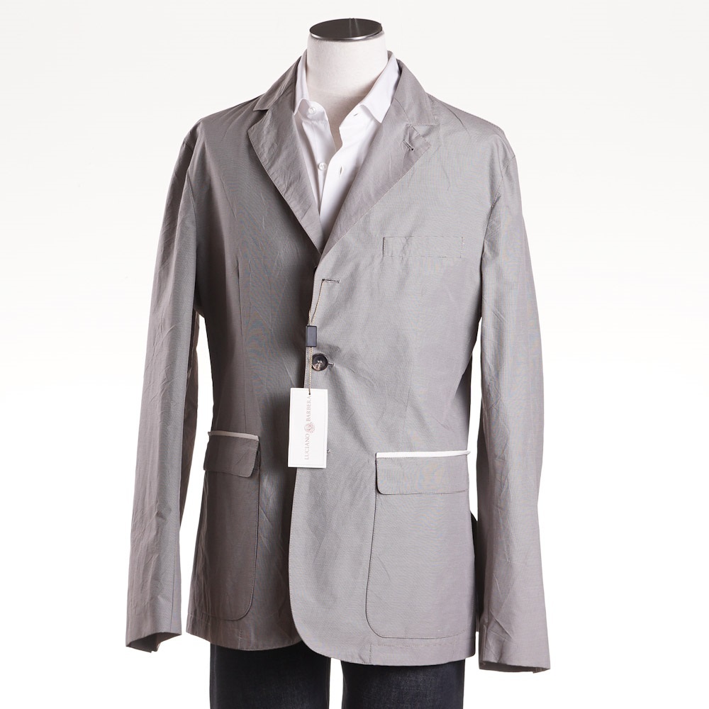 Pre-owned Luciano Barbera $1395  Lightweight Tech Fabric Blazer L 42 (eu 52) Jacket In Beige