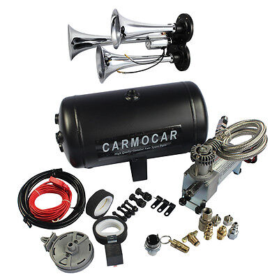 Loud Triple Trumpet Air Horn Kit With 98c 1 Gallon Best Buy for Car Truck