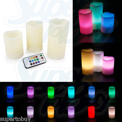 LED Flameless Ivory Candles Flickering - Set ...