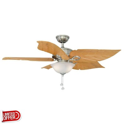 ... Costa Mesa 56 inch Indoor/Outdoor Brushed Nickel Ceiling Fan | eBay