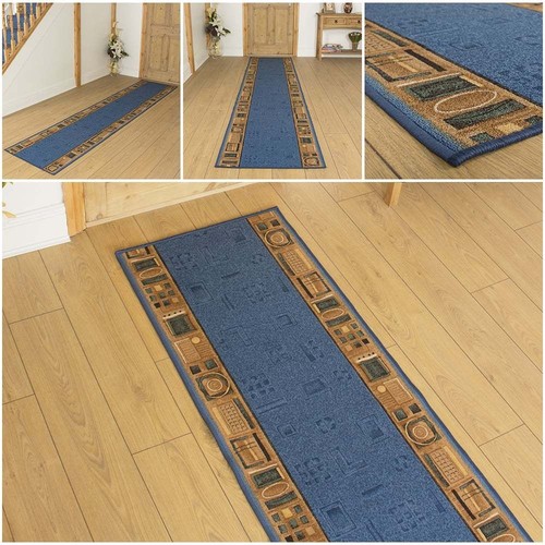 Jena Blau Läufer Teppich Flur Neu Matte Langer Anti Jena Blau Läufer Teppich Flur Neu Matte Langer Anti