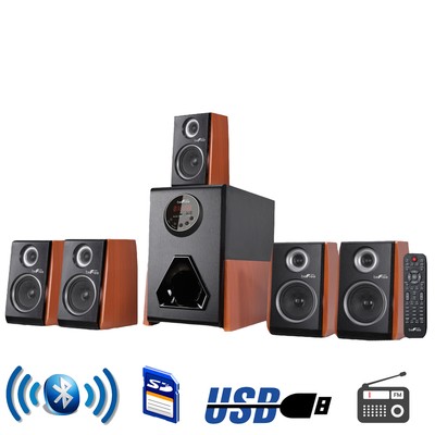 beFree Sound Luxury 5.1 Channel Surround Sound Bluetooth Speaker System with Woo