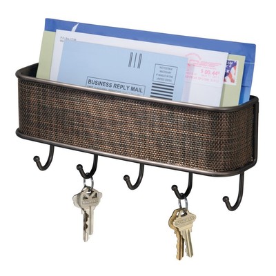 Mail and Key Rack, Wall Mount, Bronze, ...