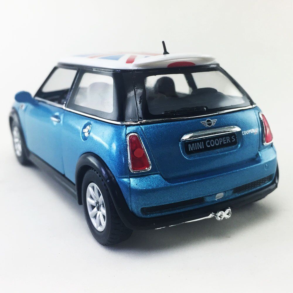 New 5" Kinsmart Mini Cooper S British Flag Diecast Model Toy 1:28 Blue