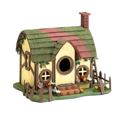 QUAINT COTTAGE BIRDHOUSE Garden Decor Wood Bird ...