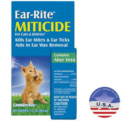 Lambert Kay Ear-Rite Miticide for Cats, 1 ...