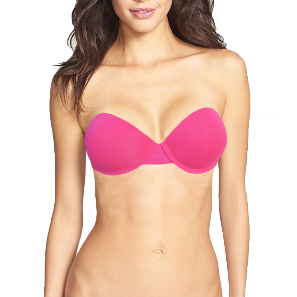 Strapless Super Padded Push Up Bra Transparent Clear Back Strap Wedding