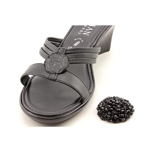 Italian Shoe Makers Lauretta Womens Size 6 Black Leather Wedge Sandals ...