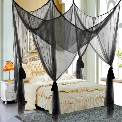 4 (Four) Corner Post Bed Black Canopy ...
