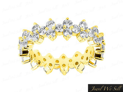 Pre-owned Jewelwesell 2.40ct Round Diamond Garland Alternating Eternity Band Ring 10k Gold G-h I1 In Gh