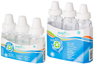 3 Pk Evenflo 4 oz or 8 oz Twist Classic Real Glass Baby Bottles BPA Free 937500