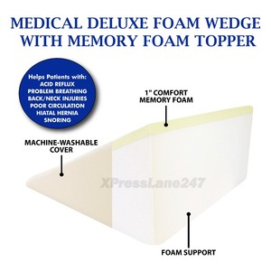 -Memory-Foam-Topper-Wedge-Bed-Pillow-25-x-24-x-12-Reduces-Acid-Reflux