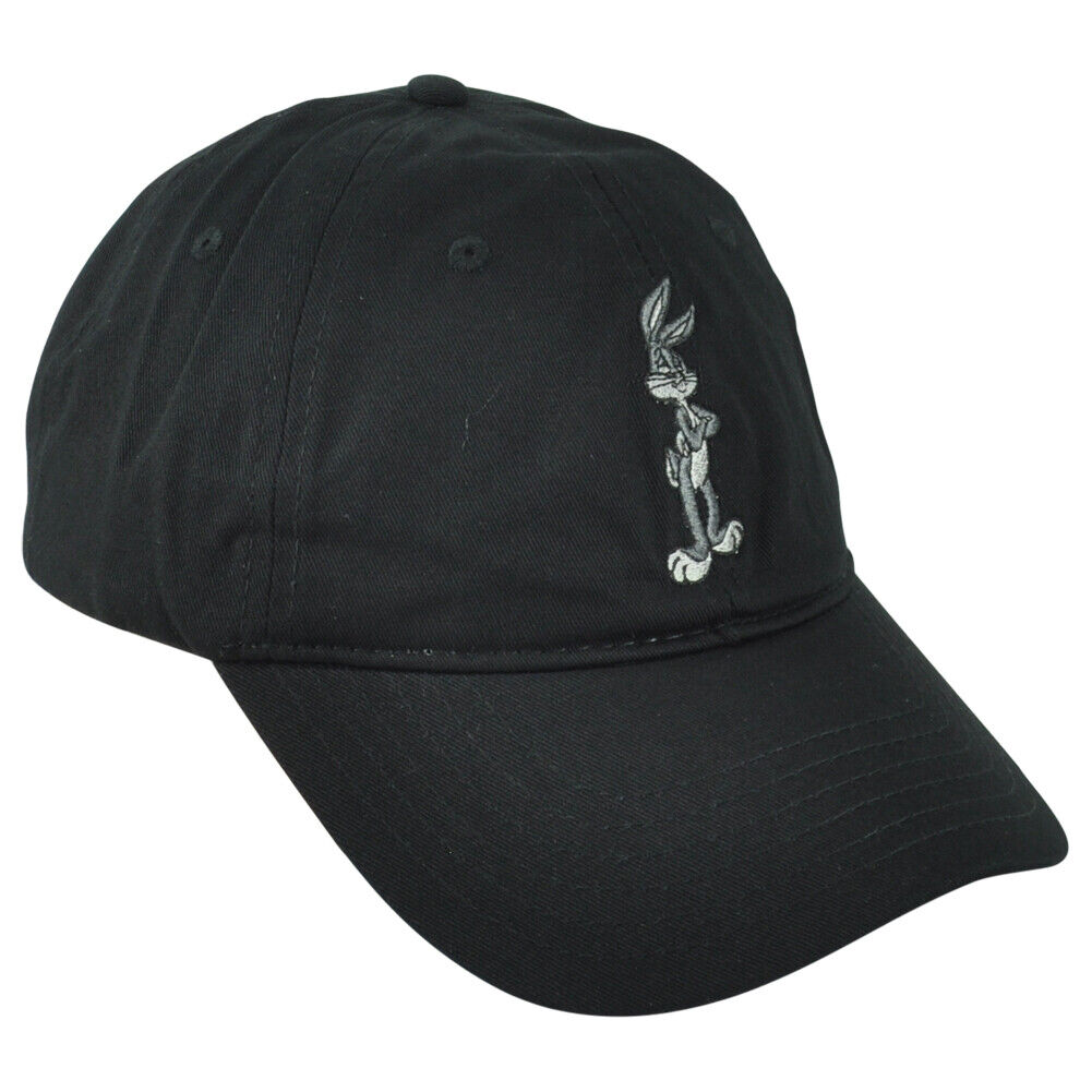 Looney Tunes Bugs Bunny Cartoon Black Relaxed Snapback Adults Curved Hat Cap