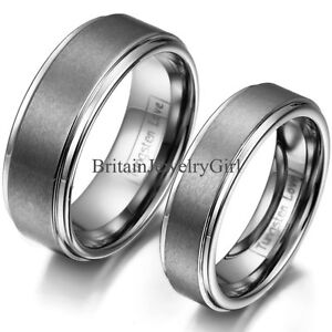 ... Polish-Finished-Bevel-Edge-Tungsten-Carbide-His-and-Hers-Wedding-Ring