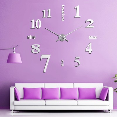 New DIY Large Wall Clock 3D Mirror ...