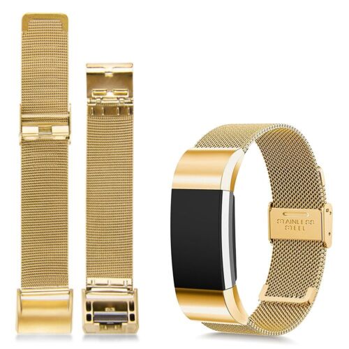 Color:Gold-Mesh Stainless Steel:Various Luxe Band Replacement Wristband Watch Strap Bracelet For Fitbit Charge 2