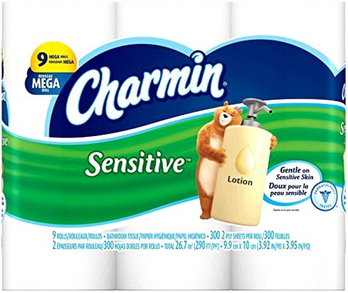 UPC 663100012184 product image for Charmin Sensitive Toilet Paper, Mega Roll, 9 Count - Free 2 Day Shipping | upcitemdb.com